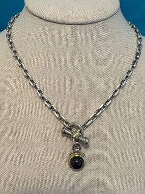 Saint by Sarah Jane necklace toggle sterling silver 925 18k gold turtle garnet